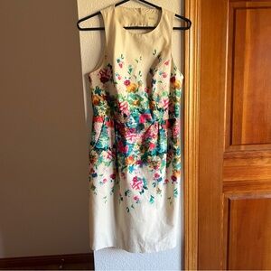 Maeve Floral Sleeveless Dress Ivory Multicolor Pockets Size 4